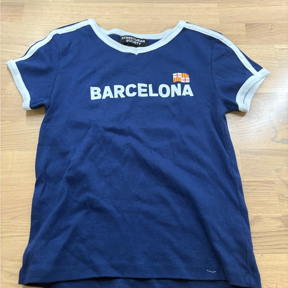 Streetwear Society Kids Navy and White Barcelona Tee